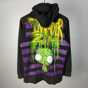 Vintage Y2K 2000’s Invader Zim GIR Striped Jacket Hoodie Mighty Fine Size Large
